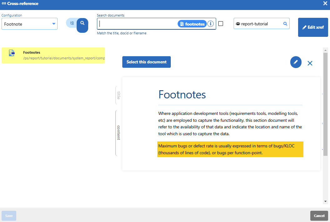 Select a footnote fragment to reference