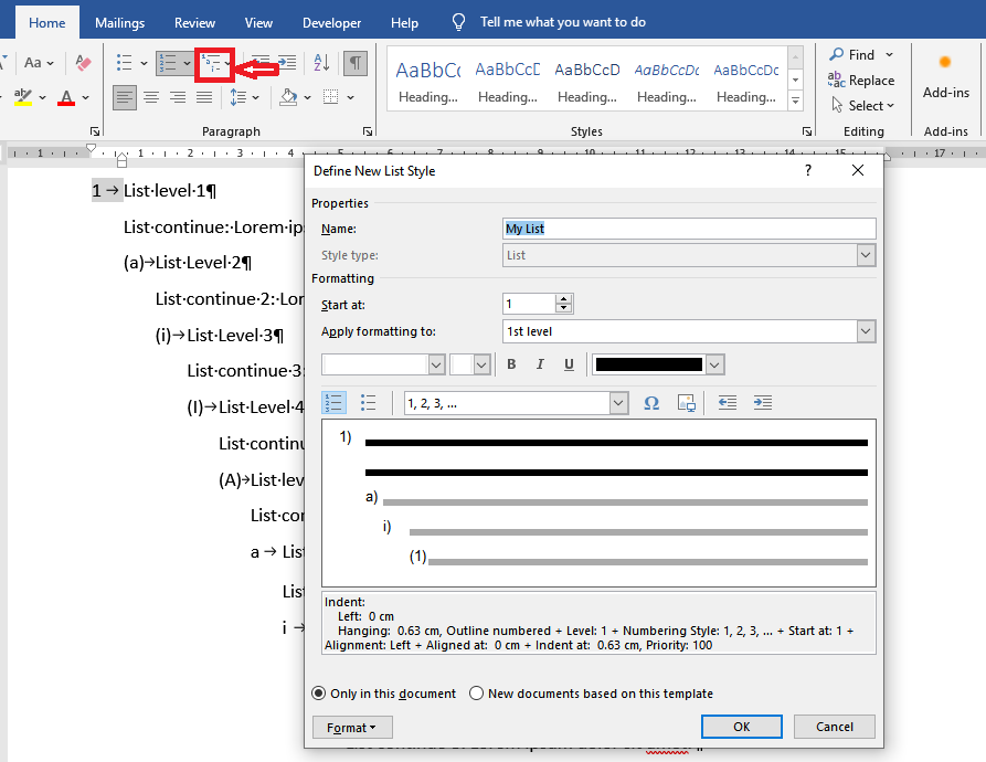 Define New List Style