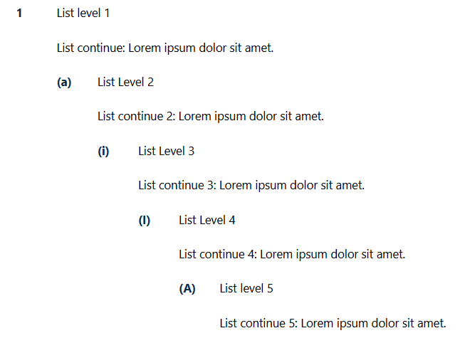 Numbered list in view mode