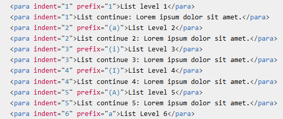 Numbered list – PSML source