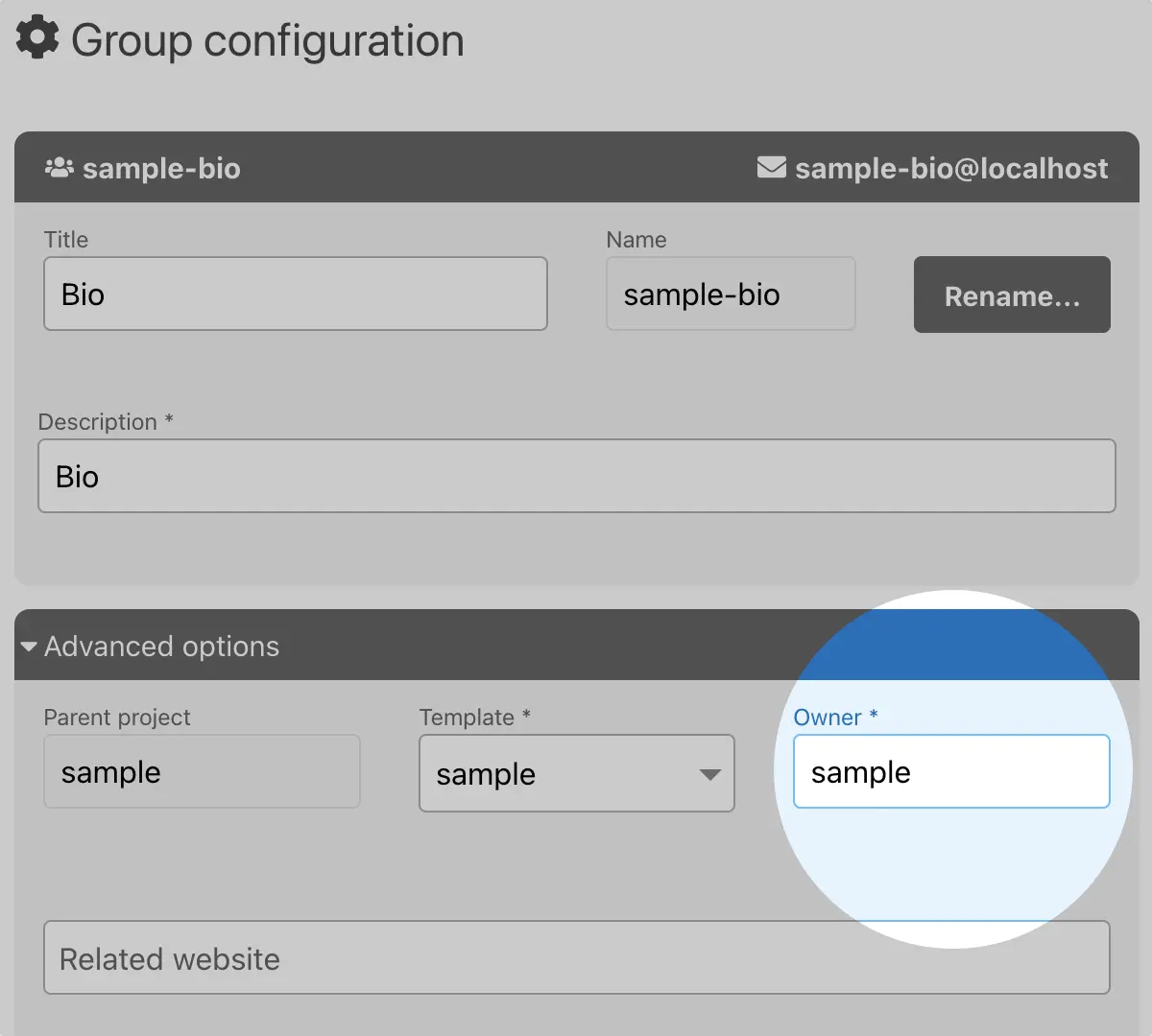 Group configuration – Owner