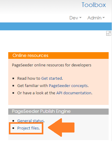Project Fileslink on Toolbox Page