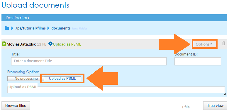 Validating Upload action creation