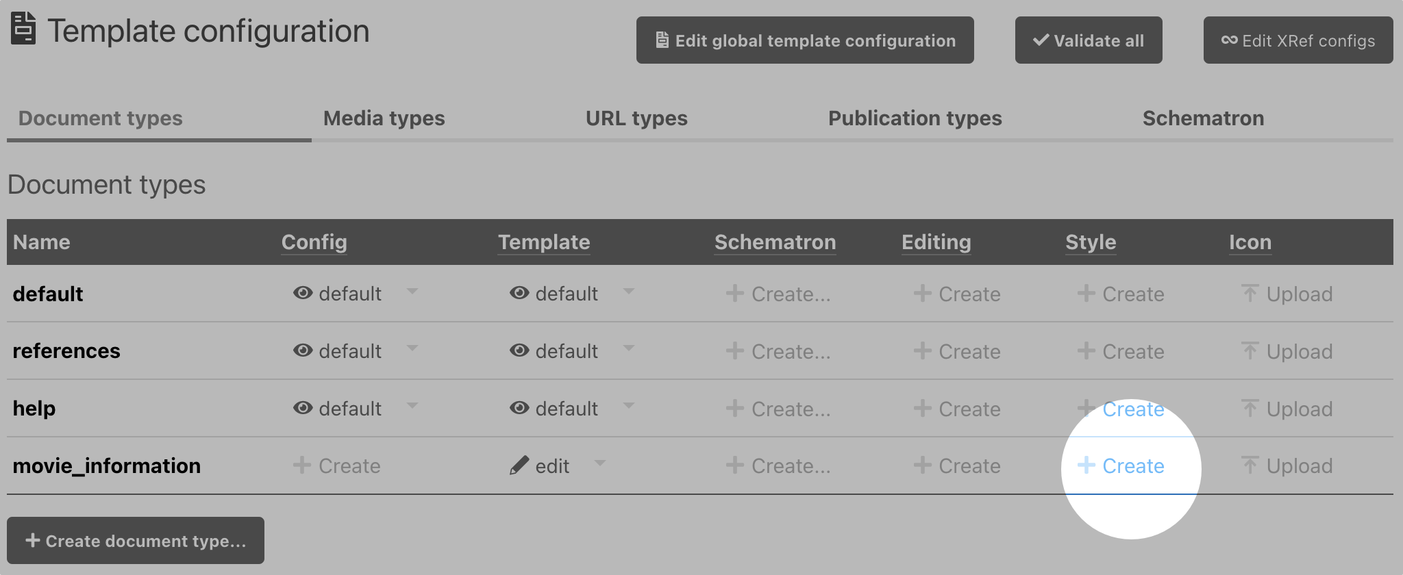 Template configuration – Style